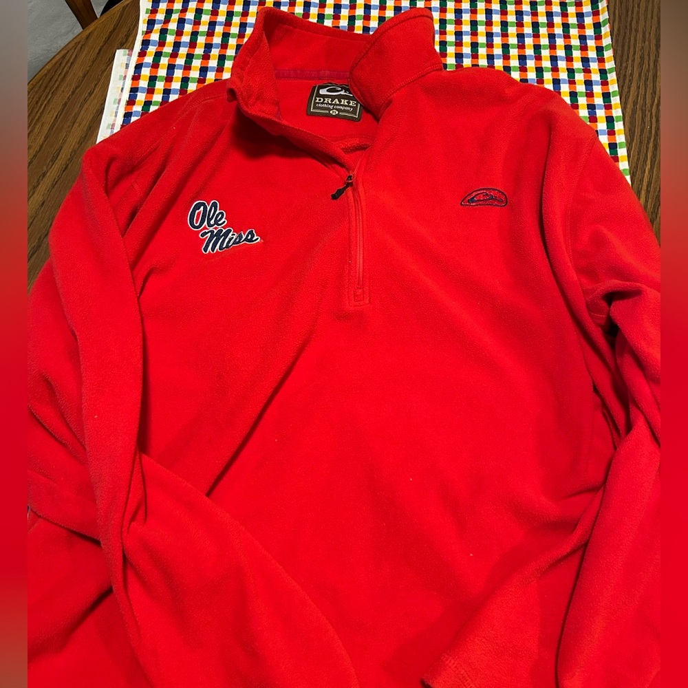 Ole Miss Drake Bright Red Fleece pullover XXXL